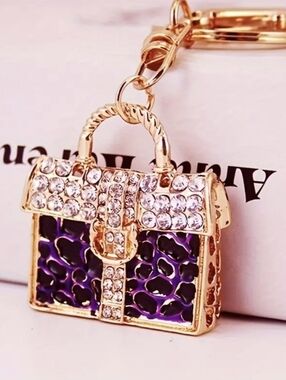Personalized Purple Leopard Purse Bag Charm & Keychain — “Luxe Love”